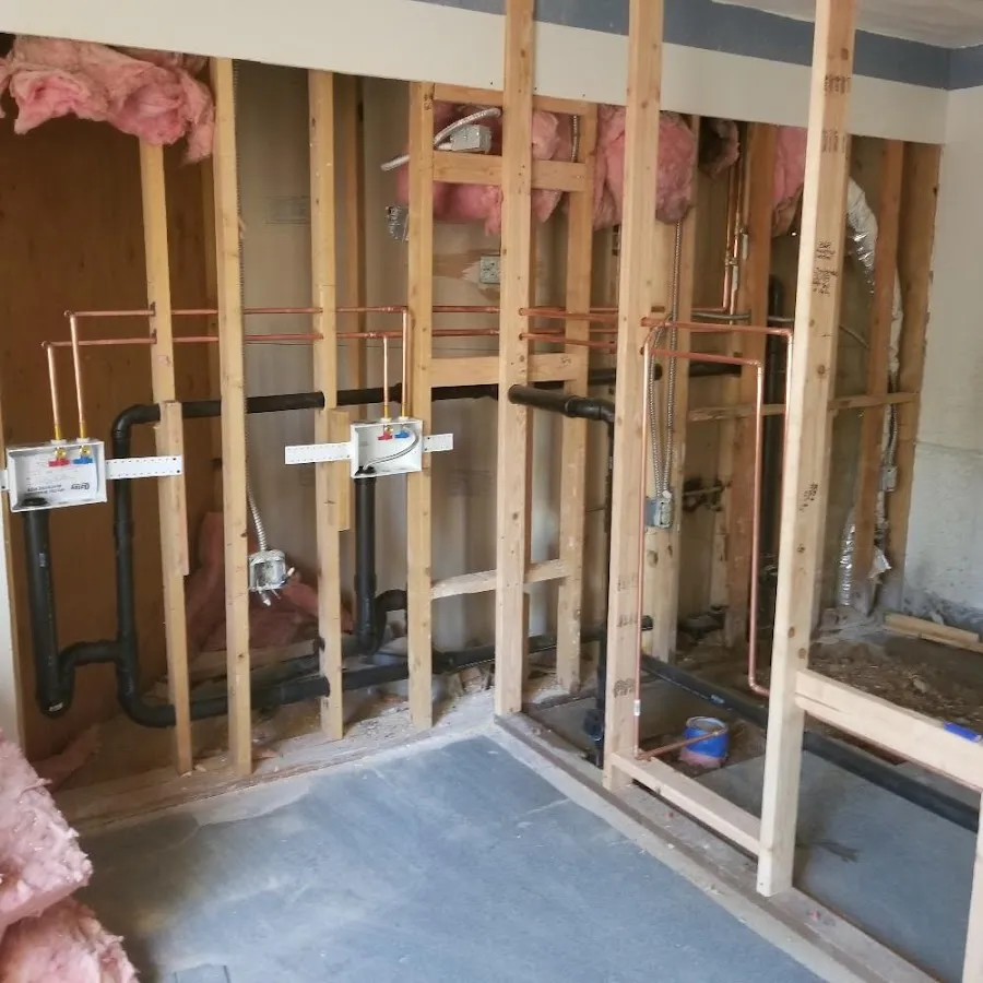 Copper pipe rough-in and plumbing installation in Carrollton
